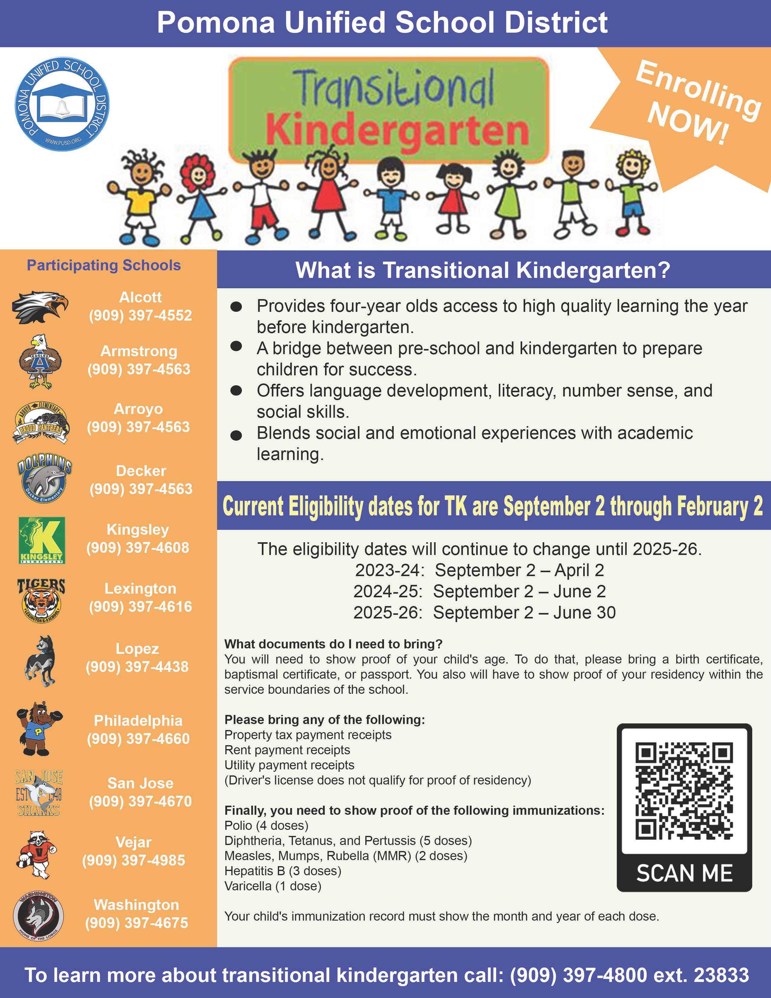 Transitional Kindergarten Flyer- Enrolling Now